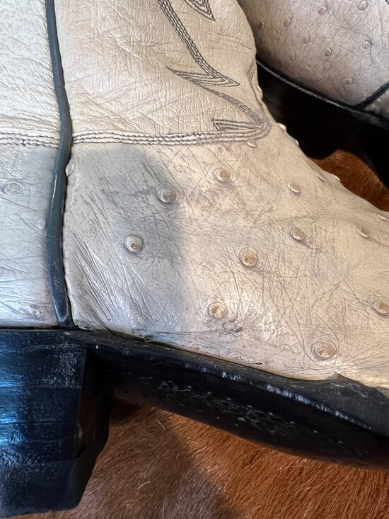 Bone Color Full FQ/Smooth Ostrich Cowboy Boots in Men\'s Size 11EE main image 7
